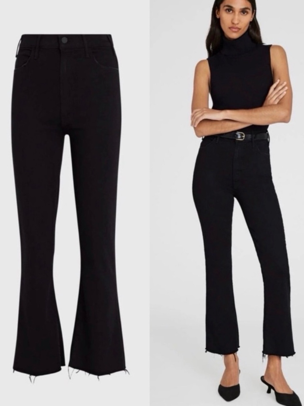 MOTHER Jeans The Hustler Ankle Fray Not Guilty Black Size 29